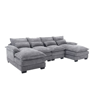 English Elm United We Win Oversized U-Shaped Chenille Sofa - Modern Four-Seater For Comfort & Style In Any Space W1568S00133-GIGA