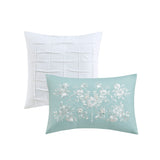 Madison Park Jules Shabby Chic 5 Piece Cotton Floral Comforter Set with Throw Pillows MP10-8208 Teal