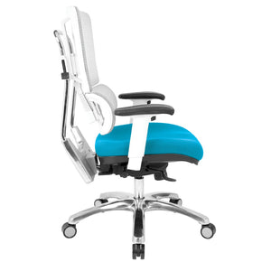 OSP Home Furnishings White Mesh Ergonomic Manager Chair with Lumbar Support and Adjustable Arms for Office Blue 99661W-7