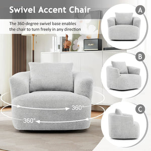 English Elm 360° Swivel Boucle Barrel Chair with Pocket Springs for Modern Living Rooms N719P288552R