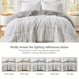 JLA Home Madison Park - Back Plush Reversible Long Fur Comforter Mini Set – Luxe hypoallergenic faux fur with silky mink reverse, OEKO-TEX certified, cozy warmth Gray/White MP10-7239