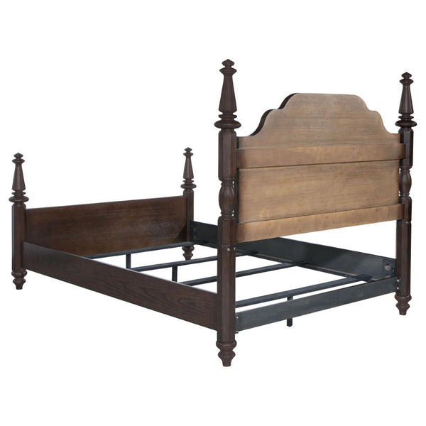 English Elm Berwick Four Poster Queen Bed Dark Oak Finish Turned Posts Traditional Bedroom B062S01398