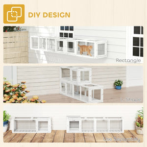 English Elm Outdoor Modular Cat Tunnel Enclosure Fir Wood Wire Frame Patio Pet Walkway T3971P459606