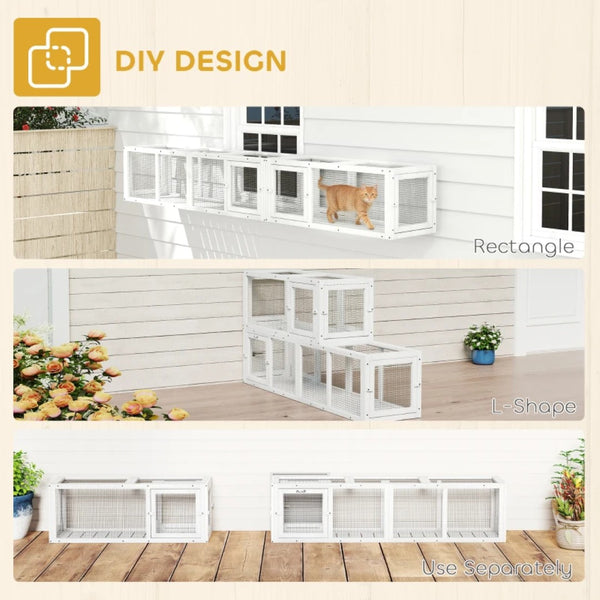 English Elm Outdoor Modular Cat Tunnel Enclosure Fir Wood Wire Frame Patio Pet Walkway T3971P459606