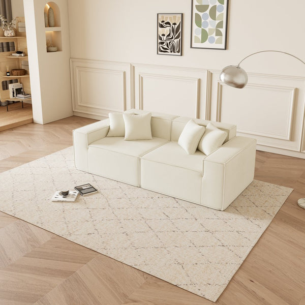 English Elm Versatile Modular Loveseat Sofa with Deep-Seated Foam Comfort, Corduroy Upholstery, Compact Sectional for Apartments Beige W1765S00110