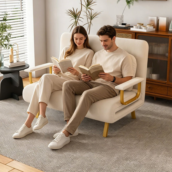 English Elm 46" Wide Corduroy Sleeper Sofa Bed Convertible Folding Chair for Two with Adjustable Backrest W2700P431033
