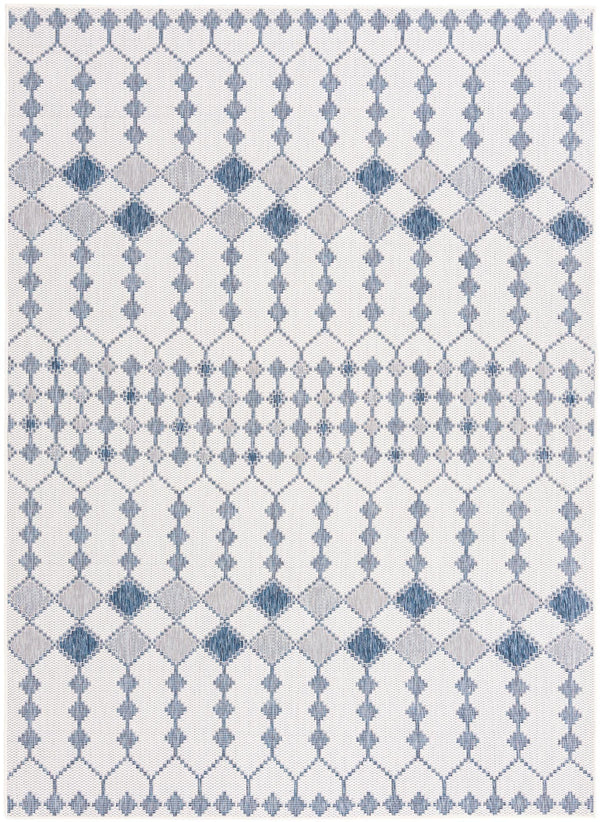 Unique Loom Outdoor Trellis Traliccio Machine Made Trellis Rug Ivory, Navy Blue 7' 10" x 11' 0"