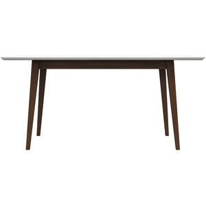 English Elm Ashcroft Furniture - Mary Solid Wood Rectangular Dining Table - Mid-Century Modern Brown Stain, Beveled Edges, Seats 4-6 B183P201821