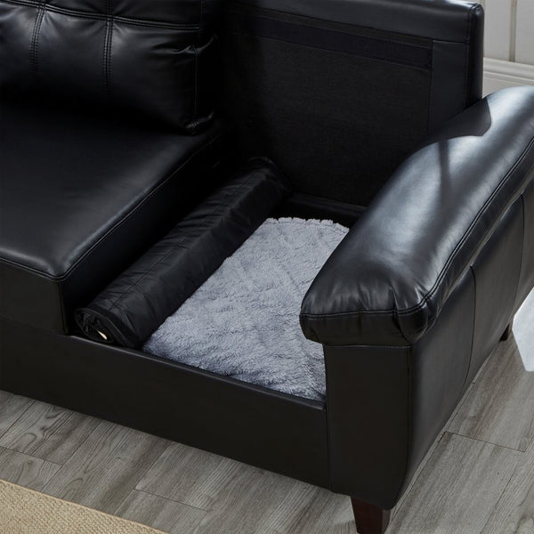 English Elm 59" Club Style Tufted Pu Leather Loveseat with Hidden Storage and Wide Padded Armrests Black W1097S00243