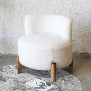 English Elm Treanthony Tufted Armless Lounge Chair 24" — Tubular Silhouette, Soft White Fabric, Acacia Wood Base B346P320760