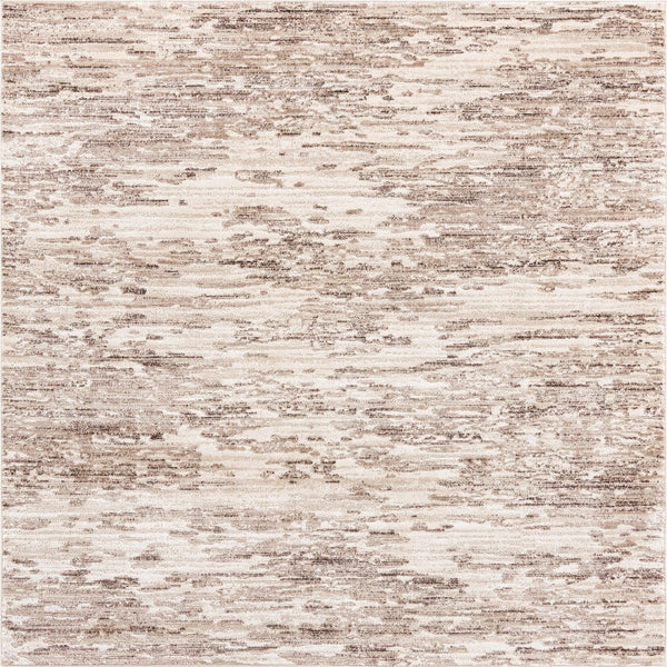 Unique Loom Oasis Water Machine Made Abstract Rug Brown, Beige/Ivory 7' 1" x 7' 1"