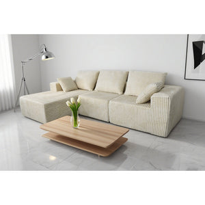 English Elm Corner Modular Sectional Sofa with Plush Fabric Converts to Loveseat or Guest Bed Beige W3064S00001