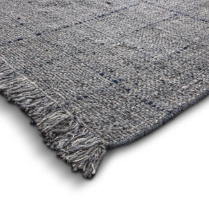 English Elm Tenney Handwoven 6x9 Wool Area Rug in Grey & Blue with Hand-Knotted Fringe, Durable 0.3" Thickness B136P188397