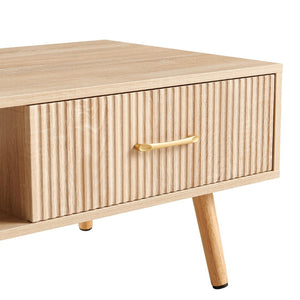 English Elm Rectangle Coffee Table With Solid Wood Legs, Modern Storage Design For Stylish Living Rooms W1265P230626-GIGA