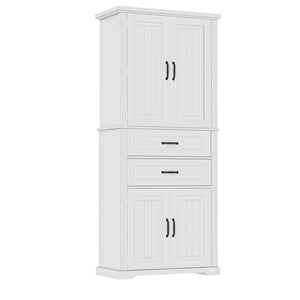 English Elm Christopher Knight Home® - Storage Cabinet 72.5" Tall Multi-Shelf Organizer with 2 Deep Drawers, Adjustable Shelf & Anti-Tip Safety White N759P293426K