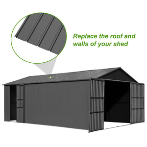 English Elm 25 Pcs Metal Roofing Panels - Durable Galvanized Steel Set For Sheds, Gazebos, Patios & More! W1859P387326