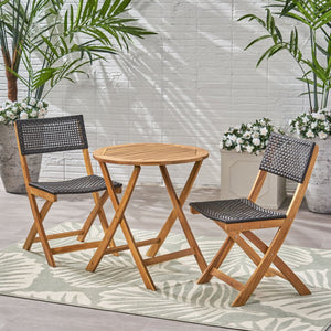 English Elm Hillside Acacia Wood Outdoor Bistro Set with Cane Seats Foldable Patio Dining 65090.00