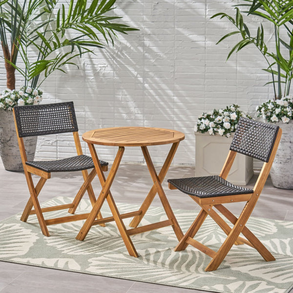 English Elm Hillside Acacia Wood Outdoor Bistro Set with Cane Seats Foldable Patio Dining 65090.00