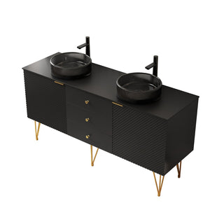 English Elm Dina Wall Mounted Plywood Vanity Sintered Stone Top Soft Close Drawers Dark Walnut W2615P303714