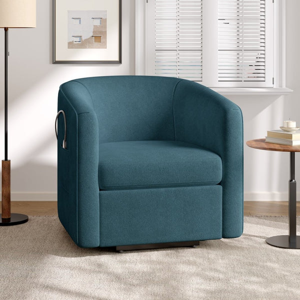 English Elm Power Lift Recliner Barrel Back Chenille Chair for Seniors with Footrest Pocket Blue N719P355911C