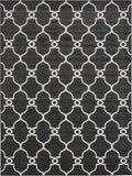 Unique Loom Outdoor Trellis Columbus Machine Made Geometric Rug Black, Ivory 9' 0" x 12' 2"