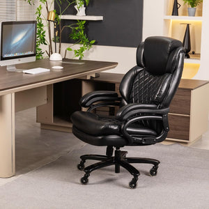 English Elm 500lbs Capacity Executive Desk Chair Wide Spring Seat Ergonomic Lumbar Support Swivel W5201P418183