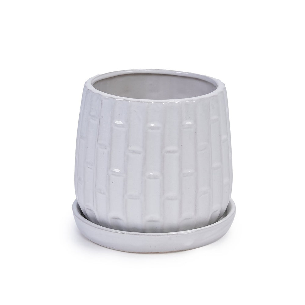 English Elm Set Of 2 Elegant White Ceramic Planters - Modern 7" Flowerpots For Indoor & Outdoor Decor W3273P322304-GIGA