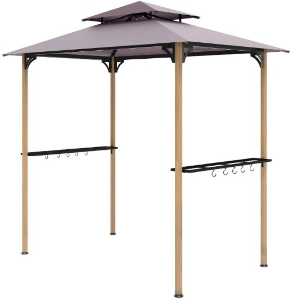 English Elm Ventilated Grill Gazebo with Dual Vented Canopy Side Awning Shelves and Steel Frame T3971P426141