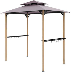English Elm Ventilated Grill Gazebo with Dual Vented Canopy Side Awning Shelves and Steel Frame T3971P426141