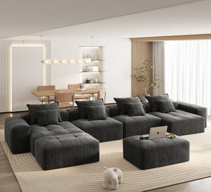 English Elm Modern Oversized Modular Sectional Sofa - Plush Chenille, 8 Pillows, No Assembly, Stylish Comfort! W1885S00070