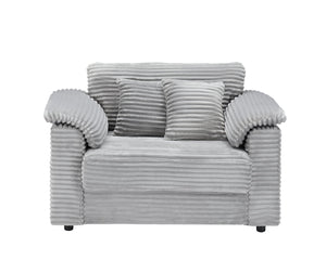 English Elm 47.24-inch corduroy armchair with storage ottoman and USB ports, spring seat, solid wood frame lounge Gray W3356S00021