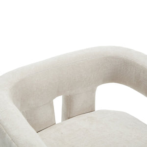 English Elm United We Win Chenille Barrel Accent Armchairs Set of Two for Living Room Dining Beige W1568P389268