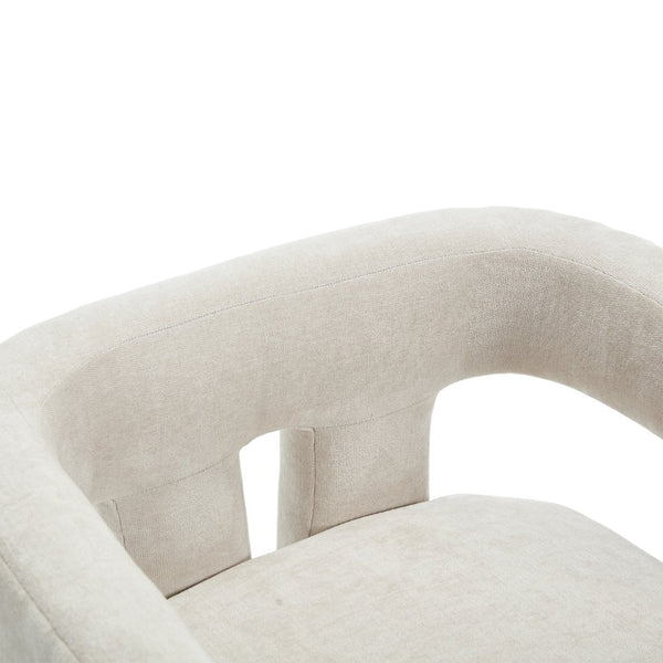 English Elm United We Win Chenille Barrel Accent Armchairs Set of Two for Living Room Dining Beige W1568P389268