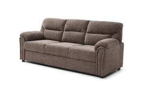 English Elm Hamilton Tufted Chenille Sofa with Nailhead Trim, Foam-Encased Coil Support and Removable Back Cushions Brown 33 L x 80 W x 23 H B078P349538