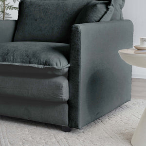 English Elm Modern Fabric Loveseat Sofa Couch Gray Chenille — Solid Wood Frame, Deep Seats, 4 Pillows, Convertible Comfort W714S00983