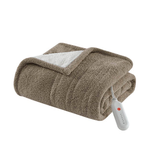 English Elm 1 Luxurious 50X60" Dream Soft Heated Throw In Brown - Cozy Faux Fur & Sherpa For Ultimate Warmth B035P319630