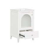 English Elm 20" Bathroom Vanity With Sink, Bathroom Cabinet With Soft Closing Glass Door, A Drawer, White