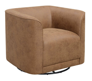 English Elm Wallace & Bay - Brown Swivel Accent Chair — Contemporary Badlands Saddle Fabric, Easy-Care Comfort, 33"W Compact Design B361P384407