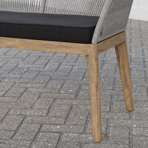 English Elm Brookside Two-Tone Rope Outdoor Loveseat Gray/Black – Weather-Resistant Wood Base, Removable Cushion Cover, Durable Design B350P394831
