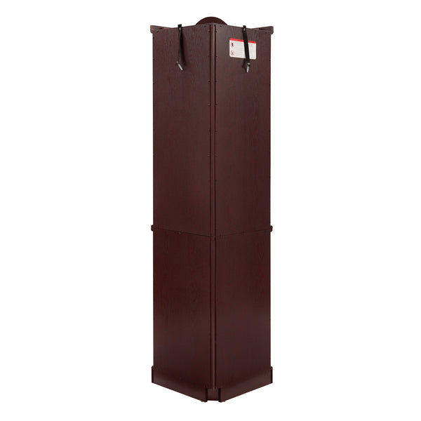 English Elm Lighted Corner Curio Cabinet With Adjustable Shelves, Carved Cherry Finish, Ideal For Home Display W1758P300127
