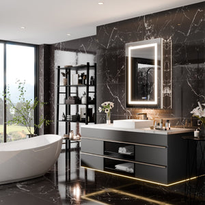 English Elm Smart Led Medicine Cabinet with Anti-fog Mirror Gfci Outlet Dimming Bathroom Storage W637P382875