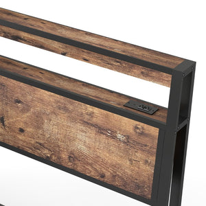 English Elm Full Size Industrial Metal Storage Bed with Hydraulic Lift Rgb Lighting and Usb Charging T3963P437369