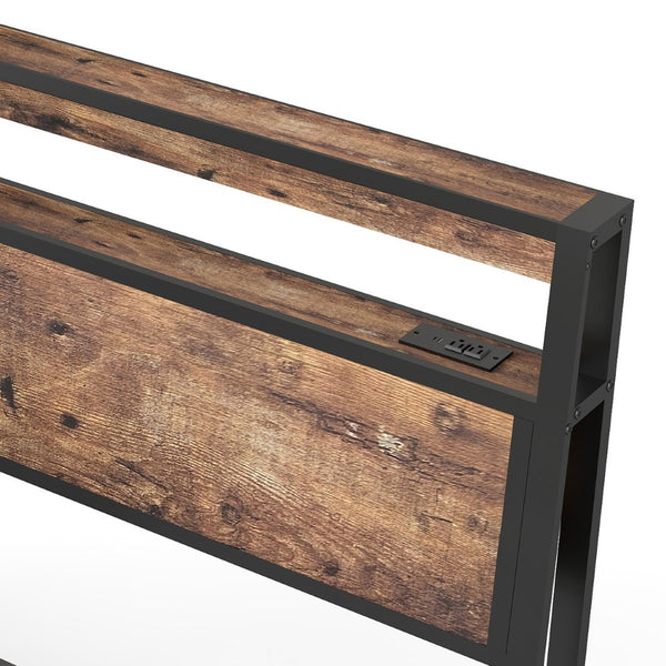 English Elm Full Size Industrial Metal Storage Bed with Hydraulic Lift Rgb Lighting and Usb Charging T3963P437369