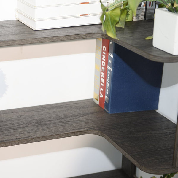 English Elm 90cm L-shaped Corner Bookcase Five Tier Mdf Open Shelving Unit for Home Office W2899P444161