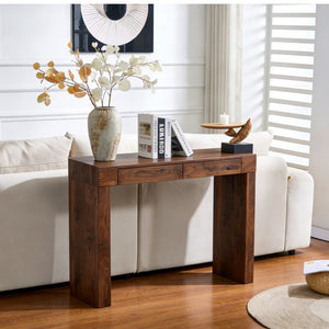 English Elm 2-piece Velvet Stool and Walnut Bar Table Set with Storage for Cafe Style Dining W2920S00104
