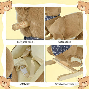 English Elm Dinosaur Plush Rocking Toy for Toddlers with Sound Effects and Wooden Base T3971P442708