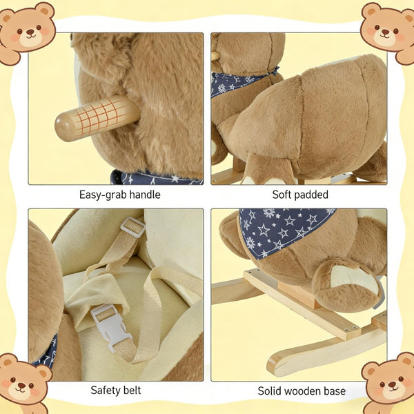 English Elm Dinosaur Plush Rocking Toy for Toddlers with Sound Effects and Wooden Base T3971P442708