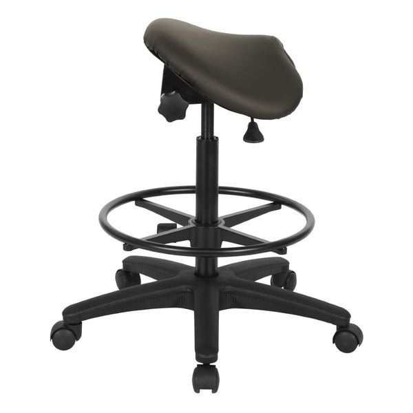 OSP Home Furnishings Backless Saddle Stool Ergonomic Pneumatic Height Adjustable Office Studio Task Seating Dillon Graphite ST205-R111