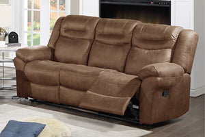 English Elm Modern Power Reclining Sofa in Brown Leatherette with Usb Port and Pillow Arms B011P466599
