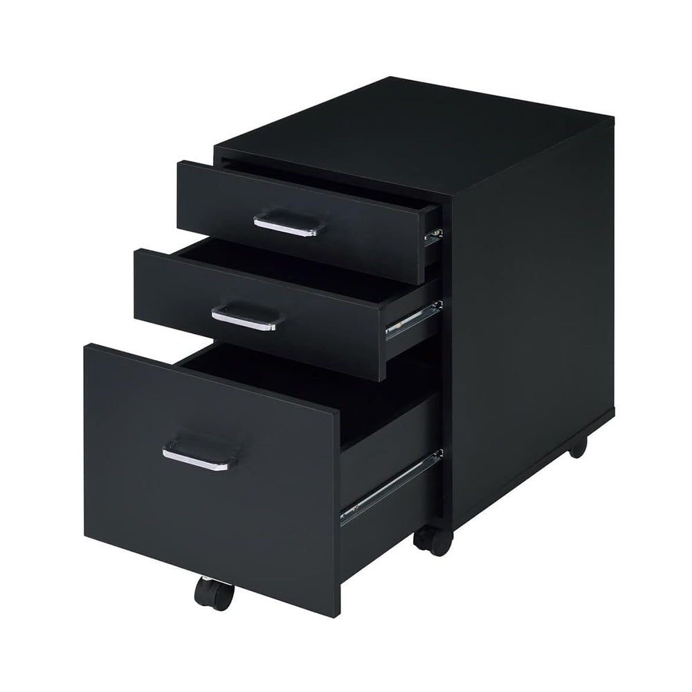 English Elm Rectangular Mobile Cabinet with 3 Drawers Black Chrome — Modern Minimalist Office Storage, Compact Rolling File Organizer, Sleek Under-Desk Space-Saver (Black) B016P325920